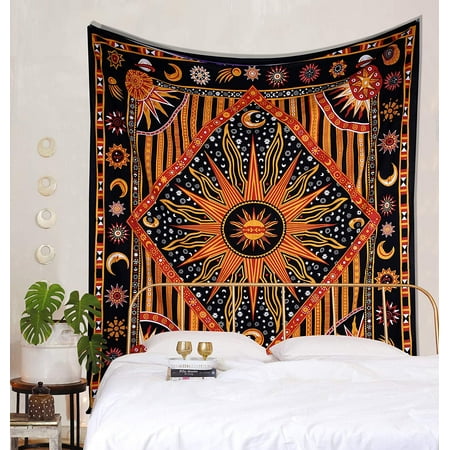 Hippie Mandala Tapisserie Jaune Wall Hanging psychedlic tapisseries Chambre Art Décoration